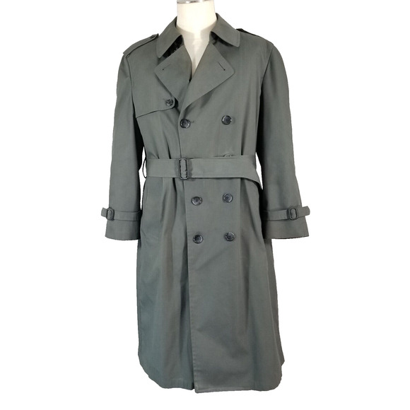 London Fog Trench Coat men's Medium 42S Gray Rain Classic Lined ALL Season